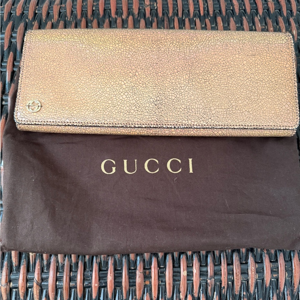 Gucci Metallic Gold Textured Wallet